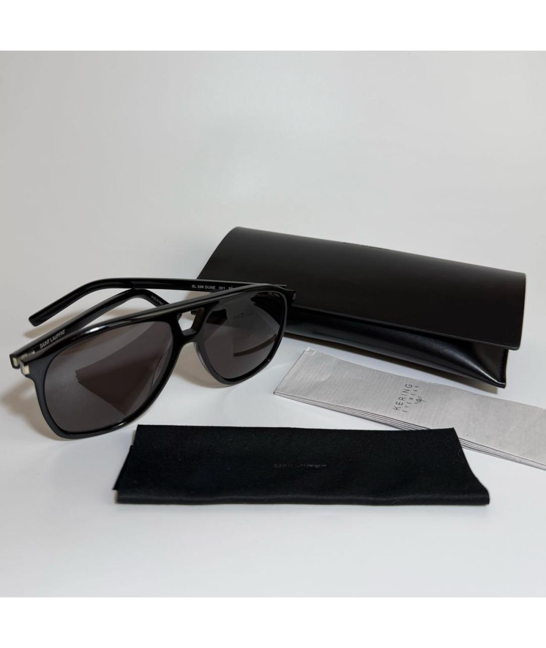 SAINT LAURENT Черные пластиковые солнцезащитные очки, фото 5