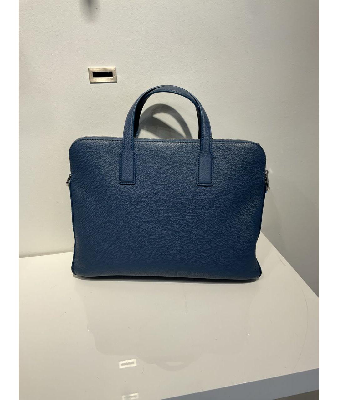 HUGO BOSS Синий кожаный портфель, фото 3