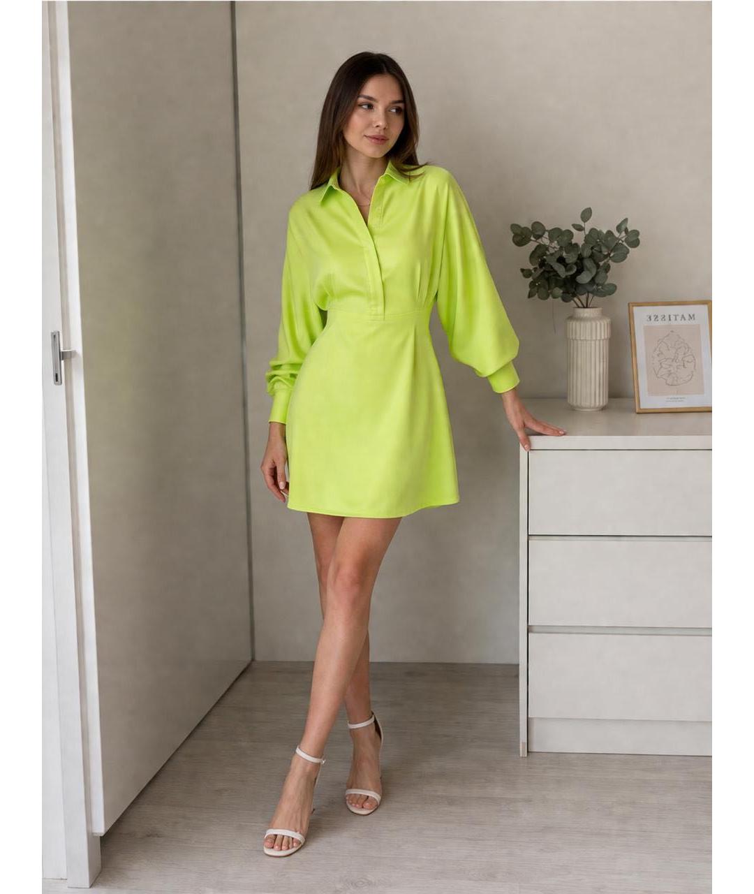 LIU JO Салатовое вискозное коктейльное платье, фото 6