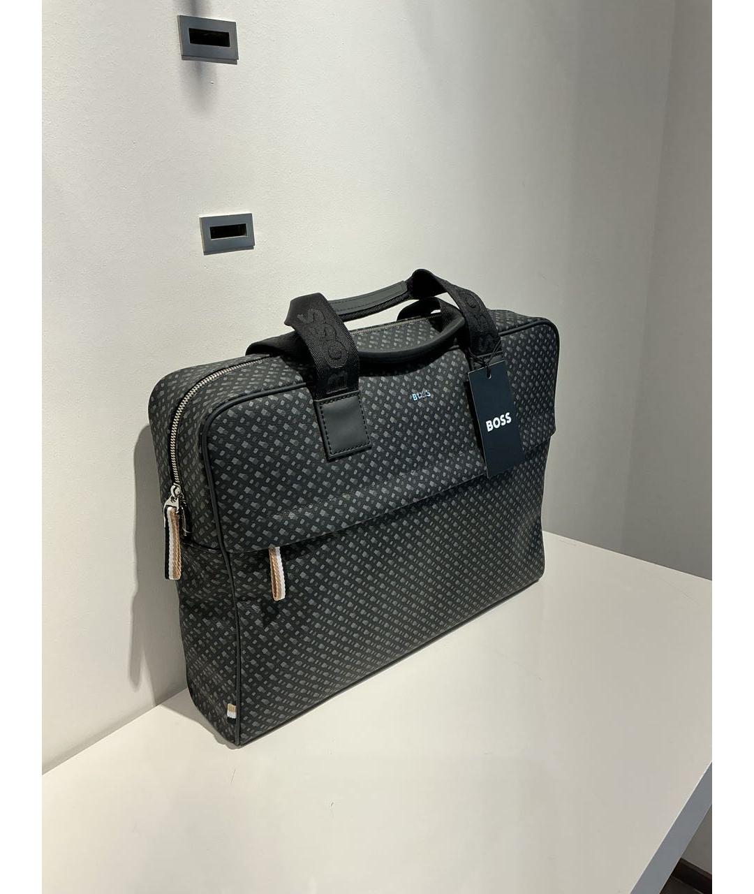 HUGO BOSS Черный портфель из искусственной кожи, фото 3