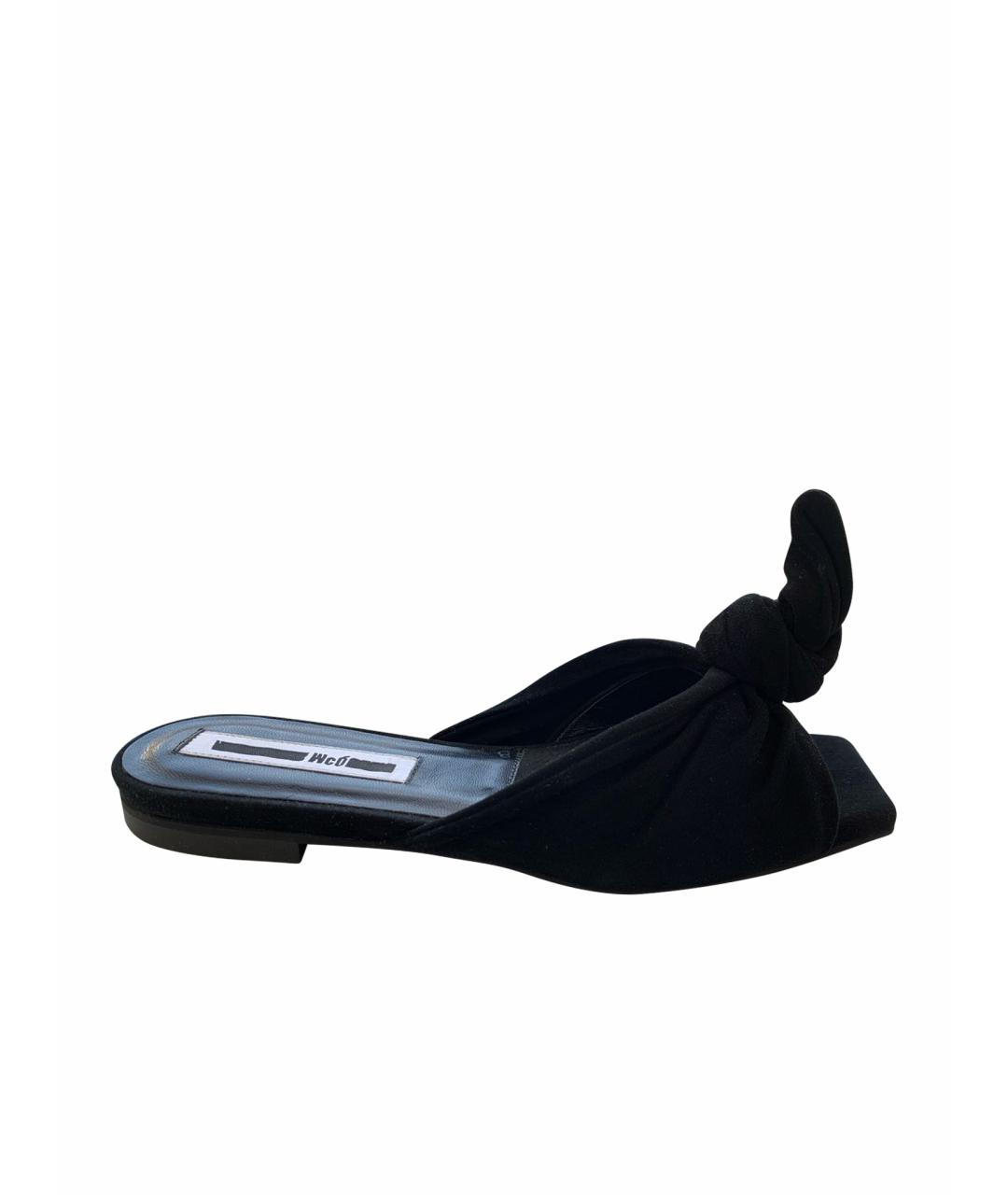 ALEXANDER MCQUEEN Черные замшевые шлепанцы, фото 1