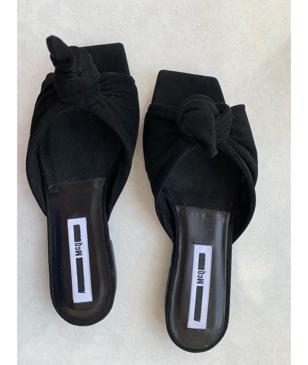 ALEXANDER MCQUEEN Черные замшевые шлепанцы, фото 5