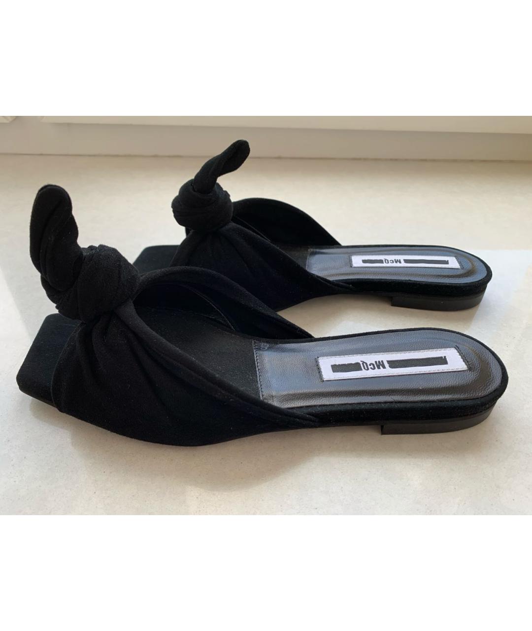 ALEXANDER MCQUEEN Черные замшевые шлепанцы, фото 7