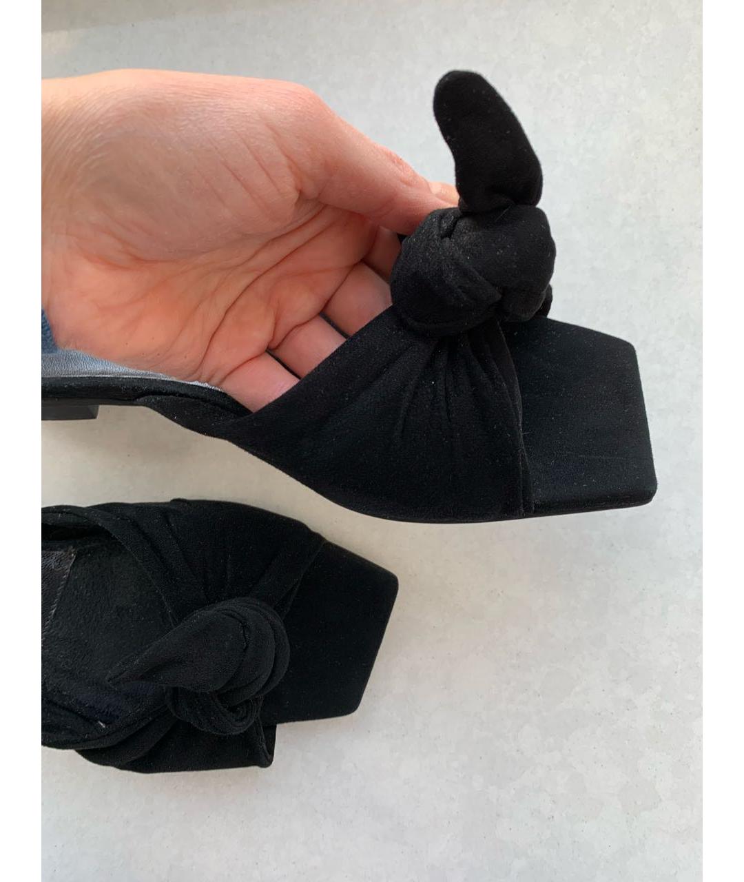 ALEXANDER MCQUEEN Черные замшевые шлепанцы, фото 6