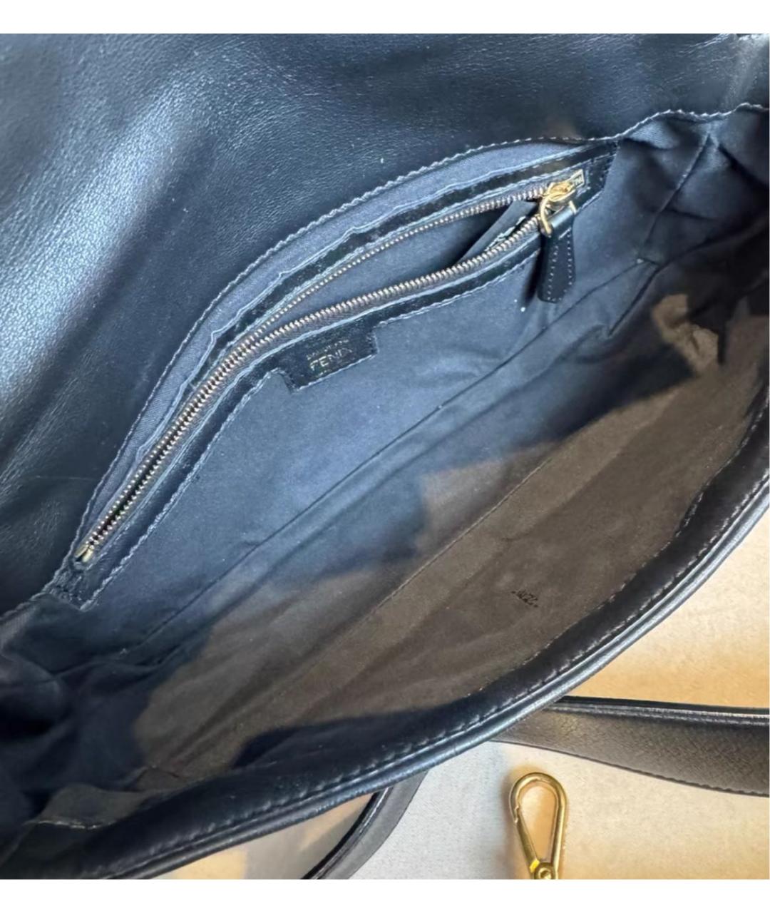 FENDI Черная кожаная сумка через плечо, фото 5