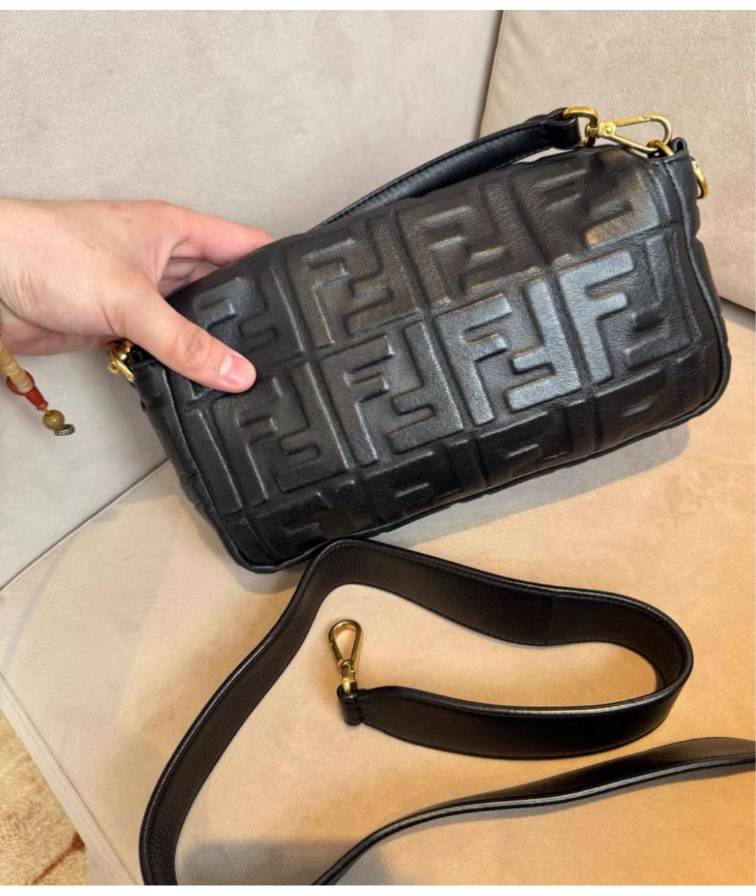 FENDI Черная кожаная сумка через плечо, фото 2