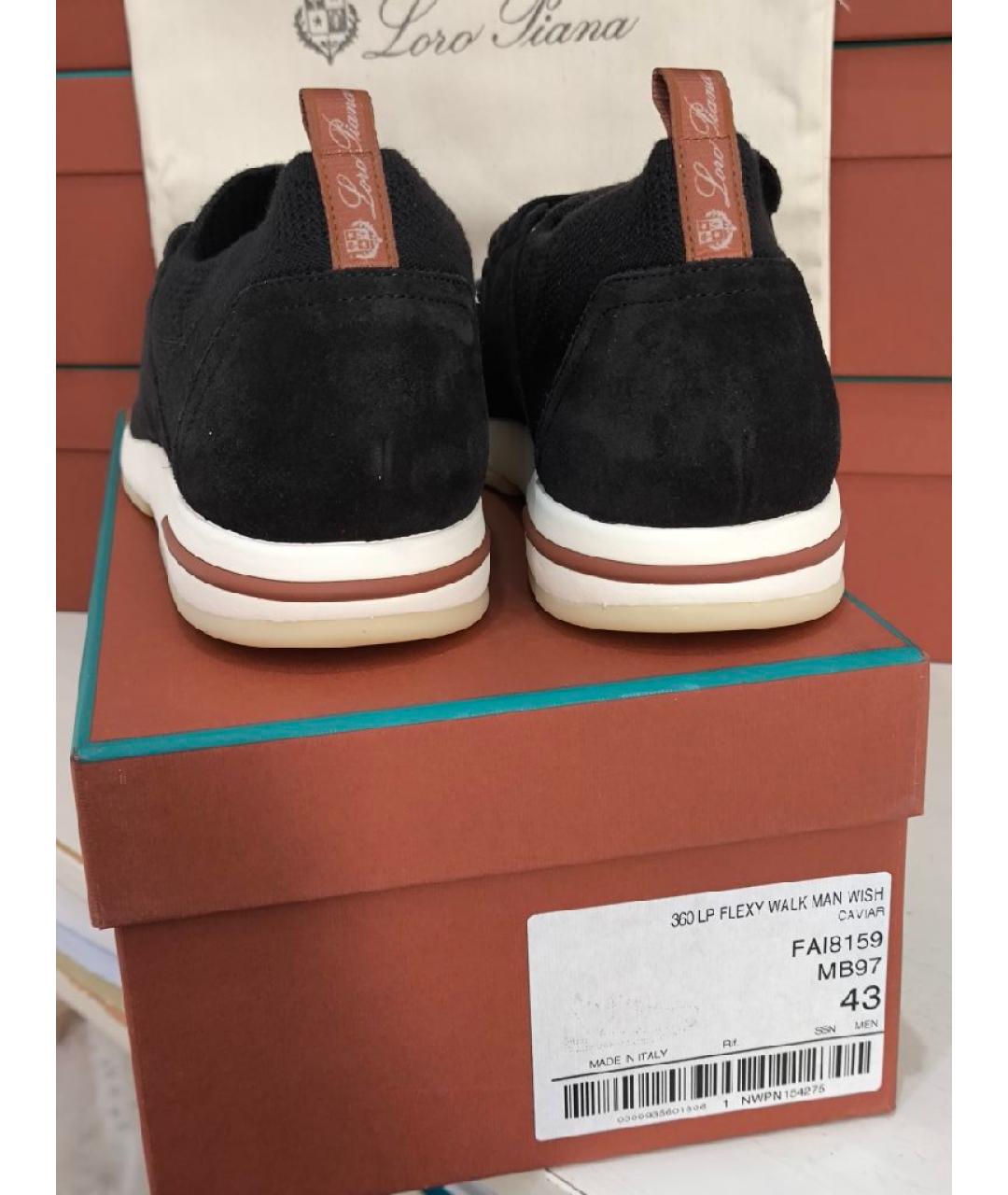 LORO PIANA Черные текстильные низкие кроссовки / кеды, фото 4