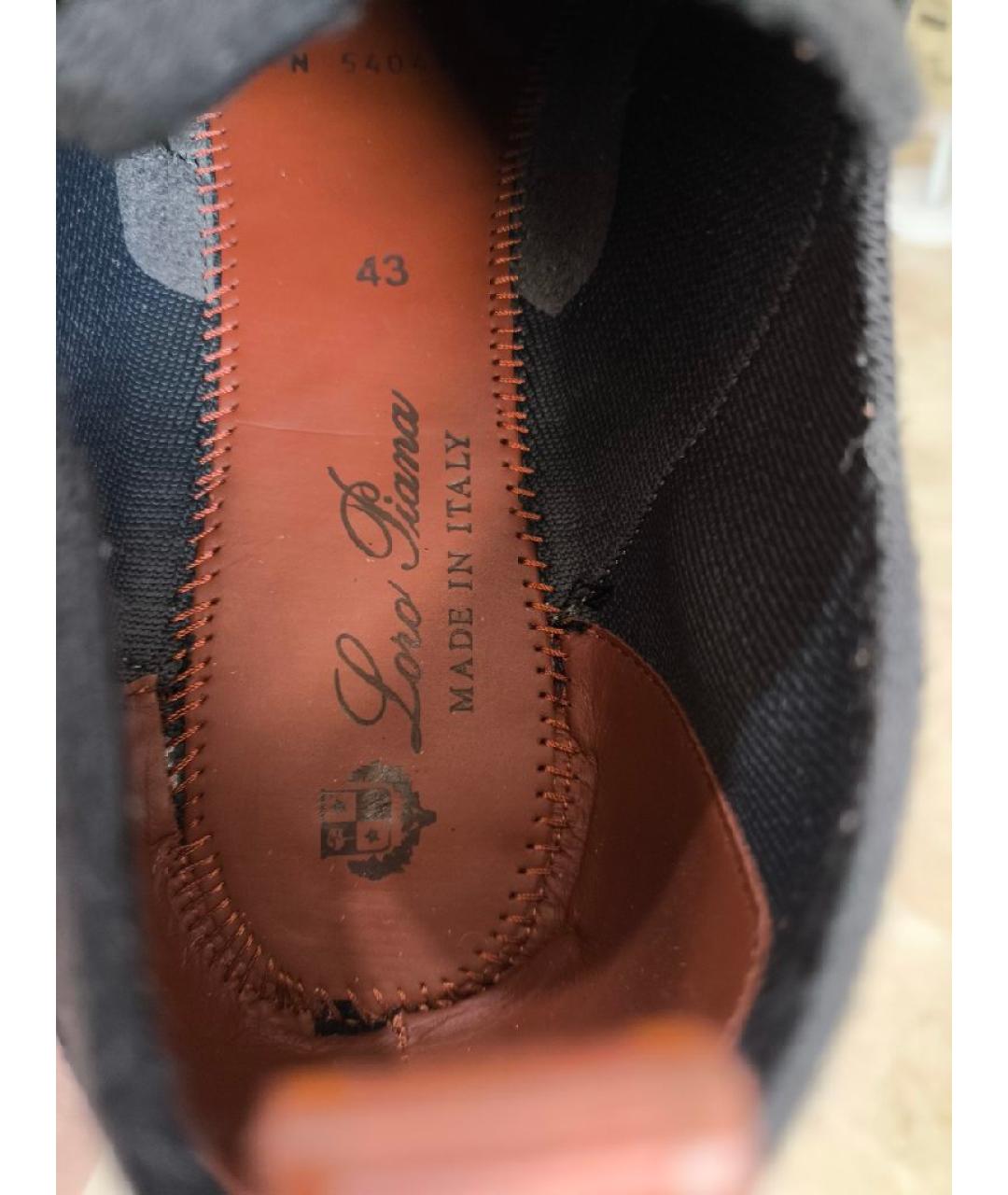 LORO PIANA Черные текстильные низкие кроссовки / кеды, фото 6