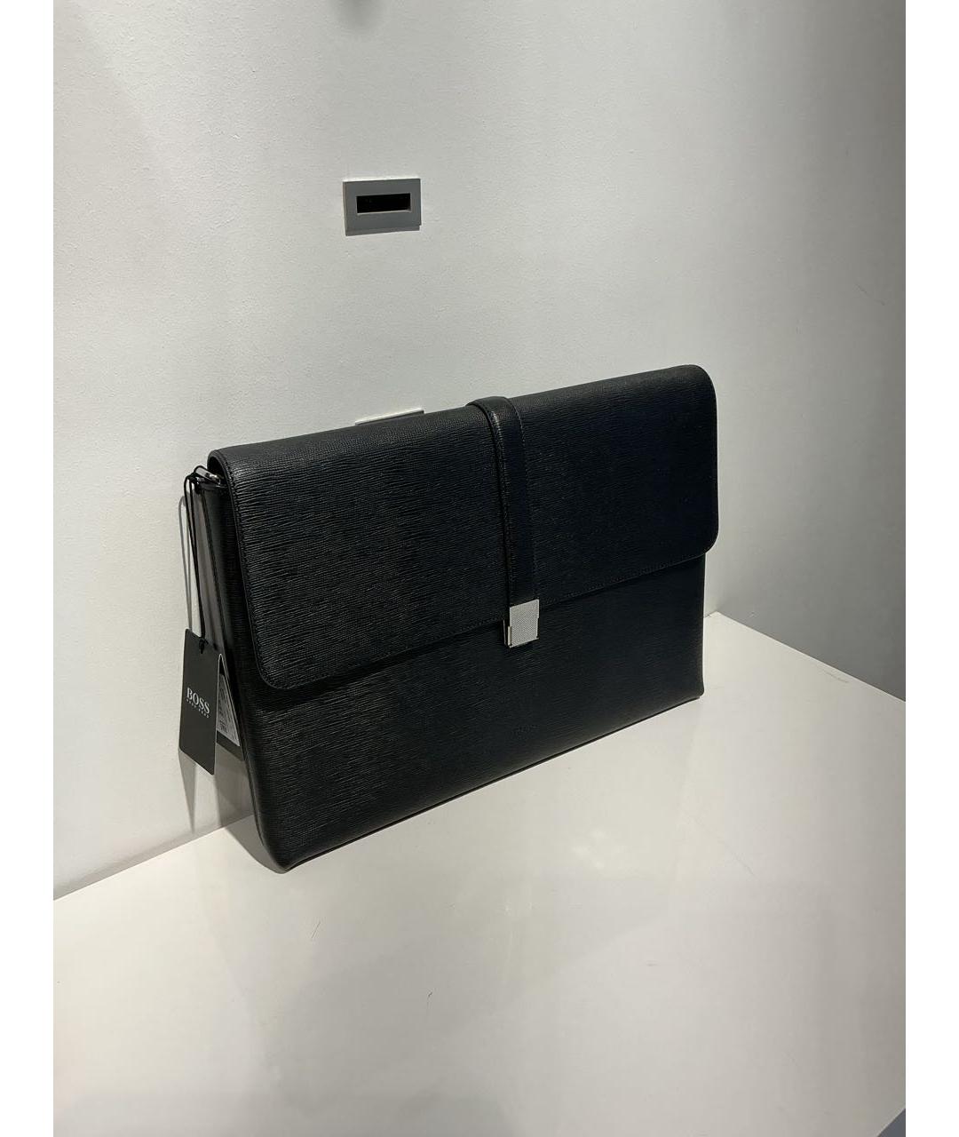 HUGO BOSS Черный кожаный портфель, фото 2