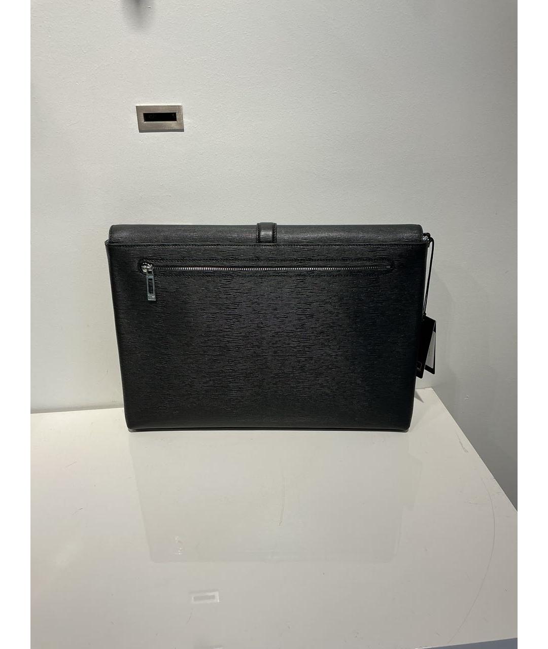 HUGO BOSS Черный кожаный портфель, фото 3