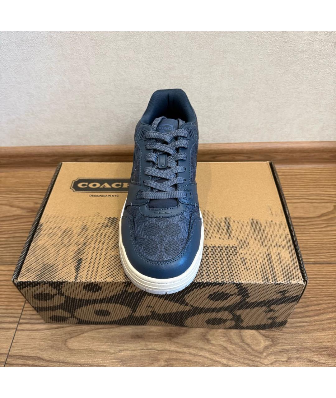 COACH Темно-синие кожаные низкие кроссовки / кеды, фото 3