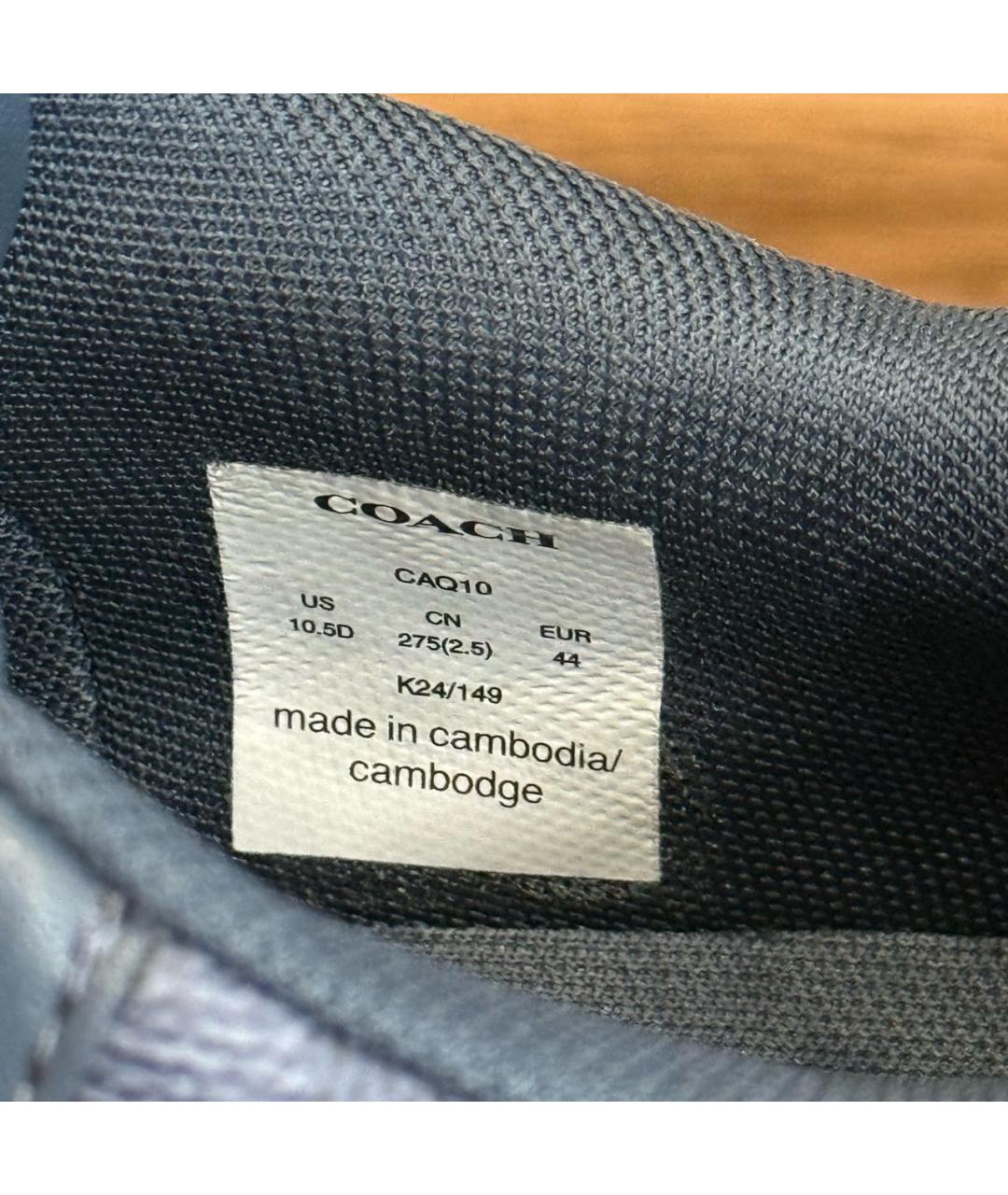 COACH Темно-синие кожаные низкие кроссовки / кеды, фото 6