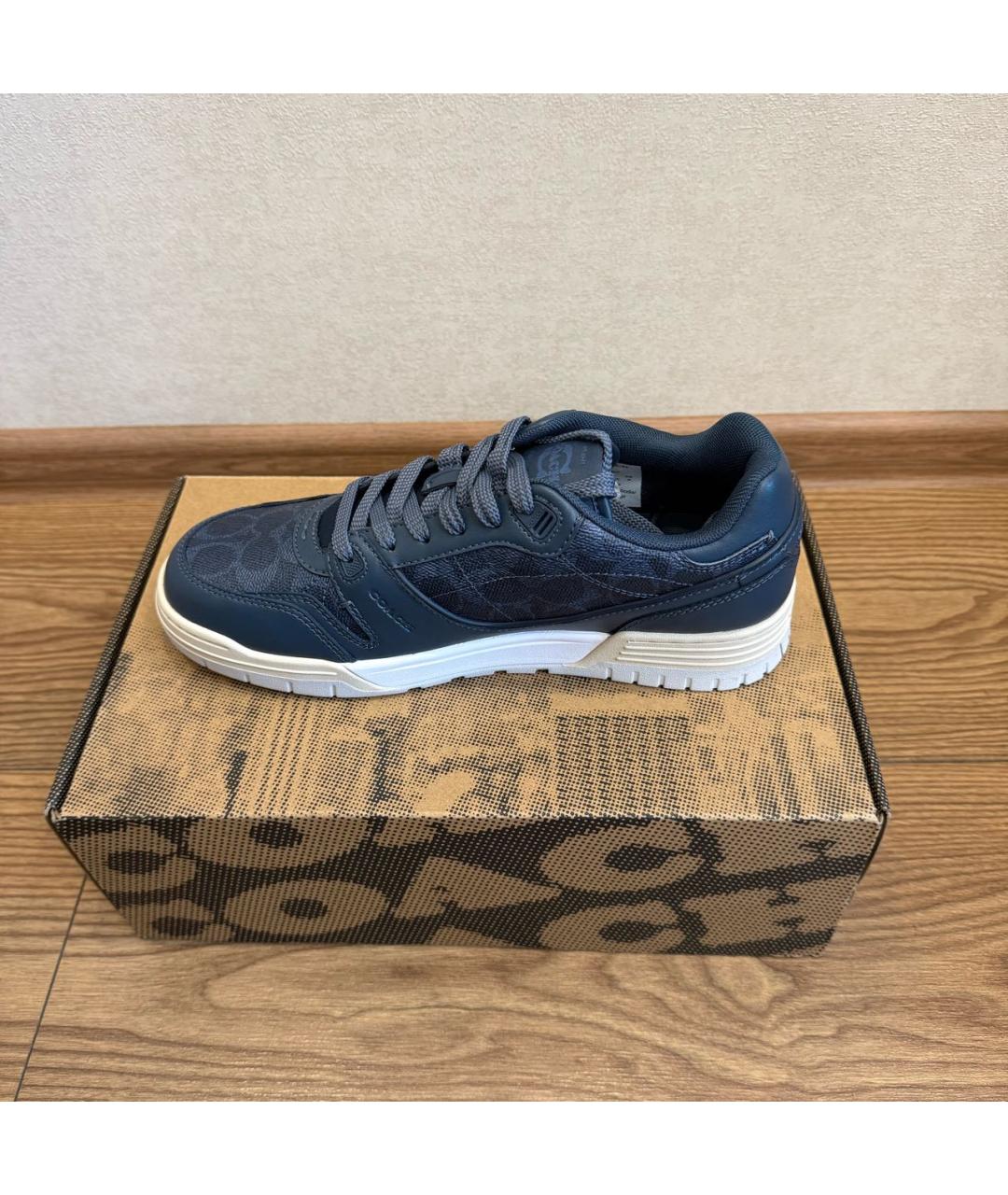 COACH Темно-синие кожаные низкие кроссовки / кеды, фото 4