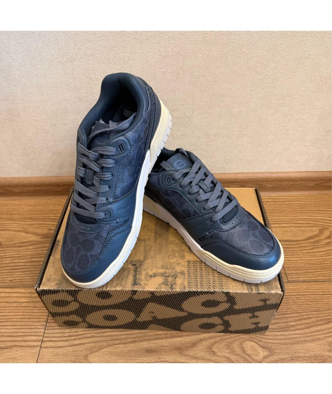 COACH Темно-синие кожаные низкие кроссовки / кеды, фото 2