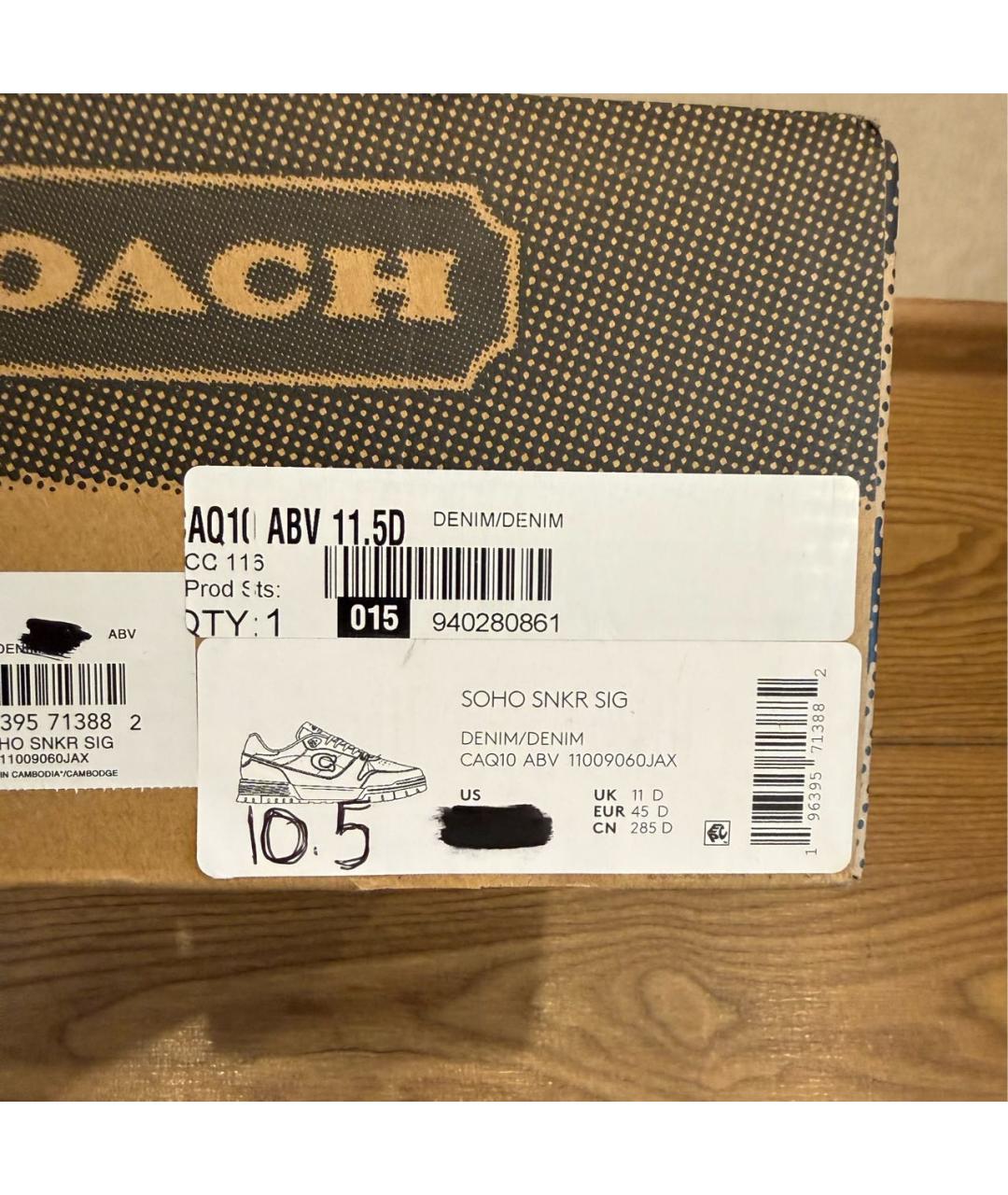 COACH Темно-синие кожаные низкие кроссовки / кеды, фото 8