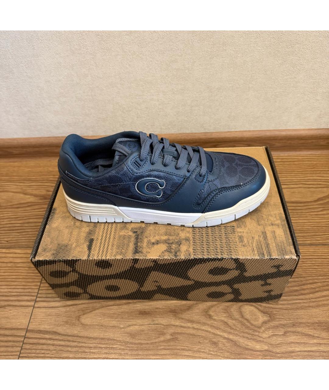 COACH Темно-синие кожаные низкие кроссовки / кеды, фото 9