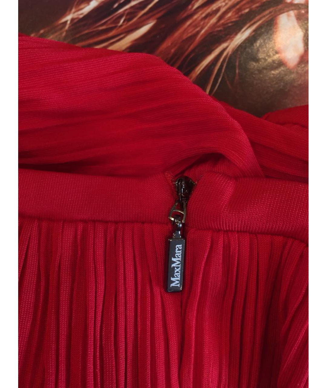 MAX MARA Красное вискозное повседневное платье, фото 7