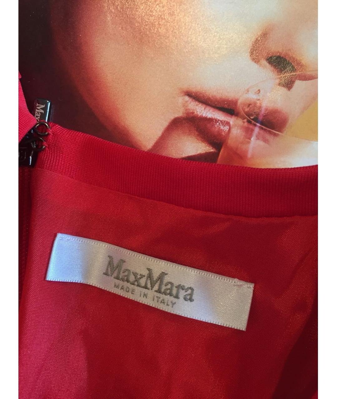 MAX MARA Красное вискозное повседневное платье, фото 2