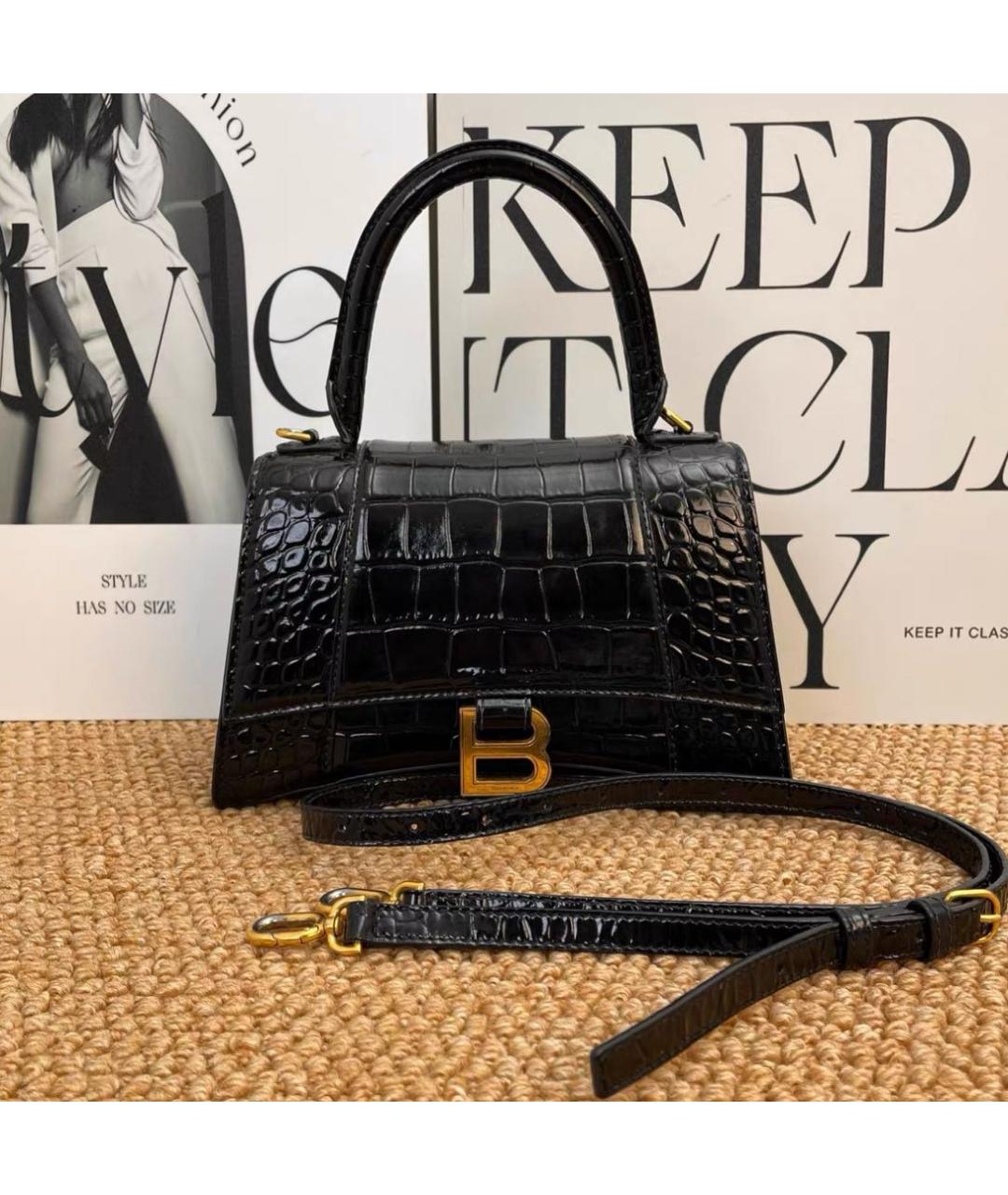 BALENCIAGA Черная кожаная сумка через плечо, фото 2