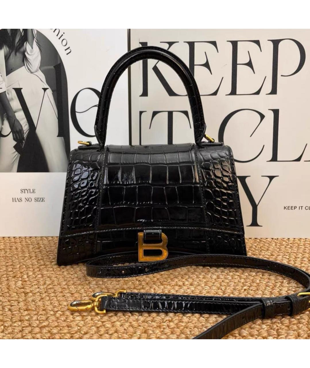 BALENCIAGA Черная кожаная сумка через плечо, фото 7