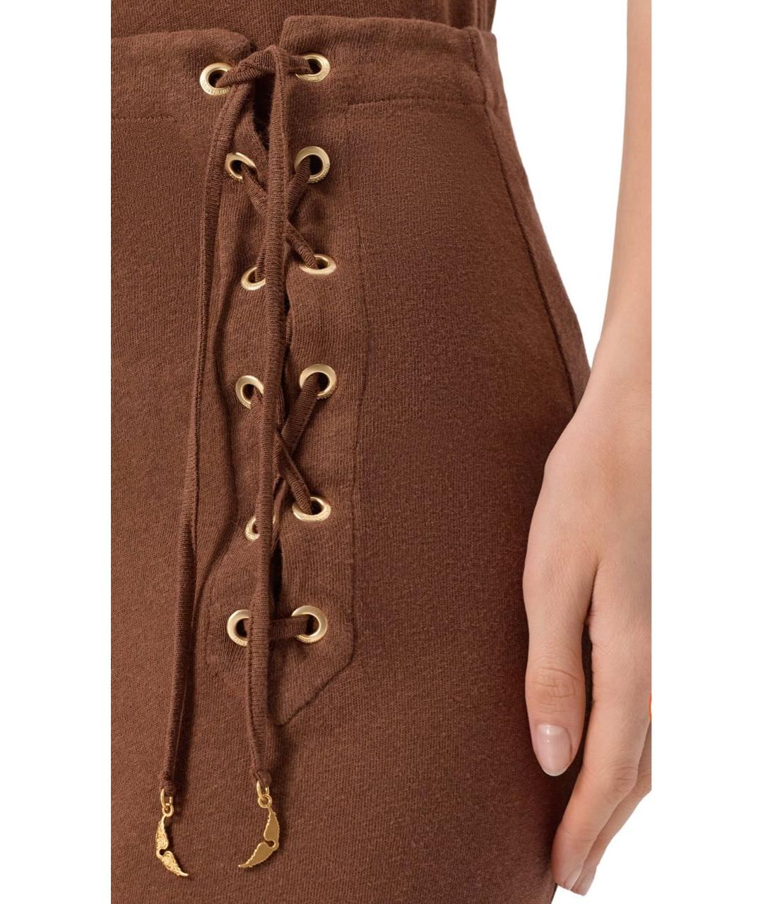 ZADIG & VOLTAIRE Коричневая хлопковая юбка макси, фото 4