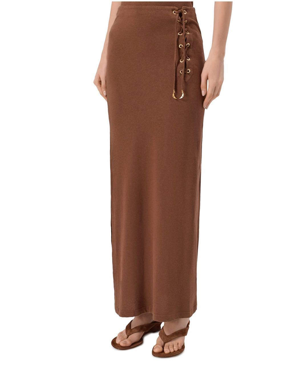 ZADIG & VOLTAIRE Коричневая хлопковая юбка макси, фото 3