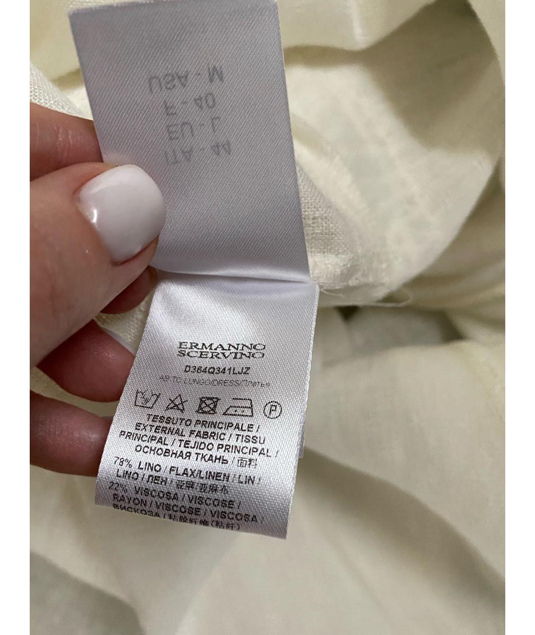 ERMANNO SCERVINO Белое льняное коктейльное платье, фото 8