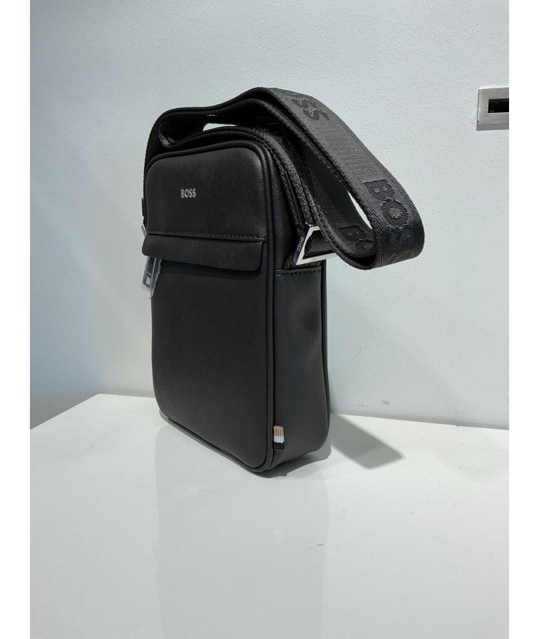 HUGO BOSS Коричневая кожаная сумка на плечо, фото 2