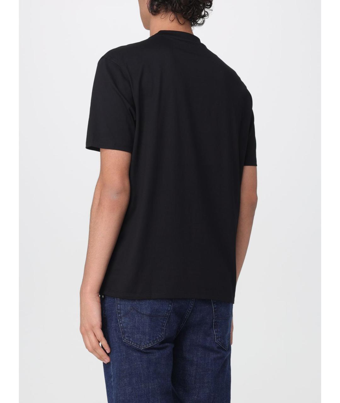 EMPORIO ARMANI Черная хлопковая футболка, фото 2