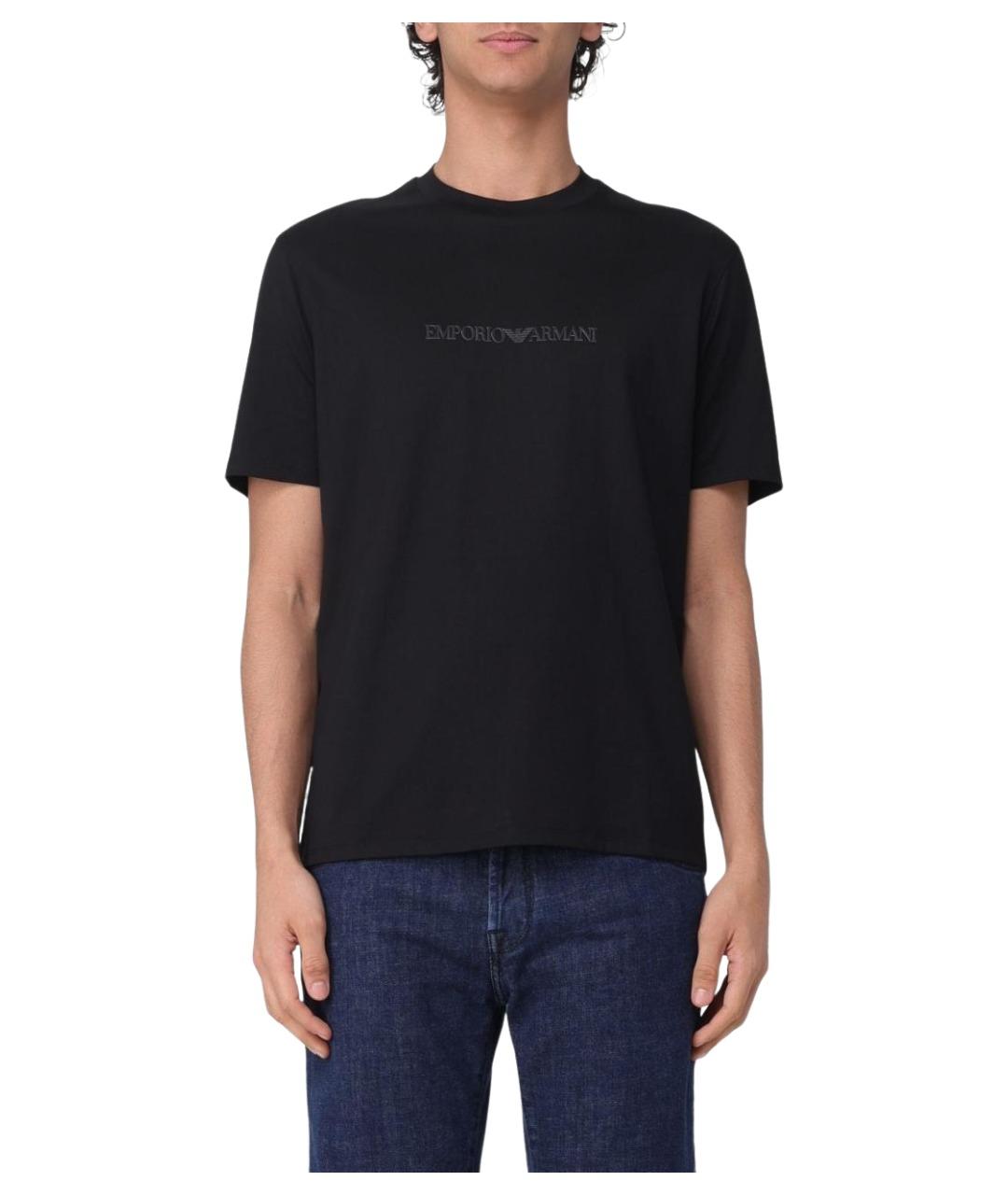 EMPORIO ARMANI Черная хлопковая футболка, фото 1
