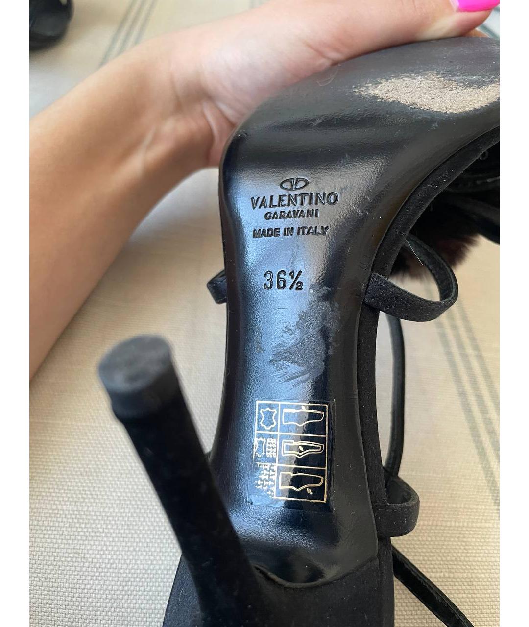 VALENTINO Черные текстильные босоножки, фото 6