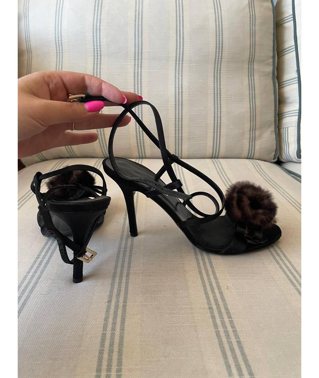 VALENTINO Черные текстильные босоножки, фото 3