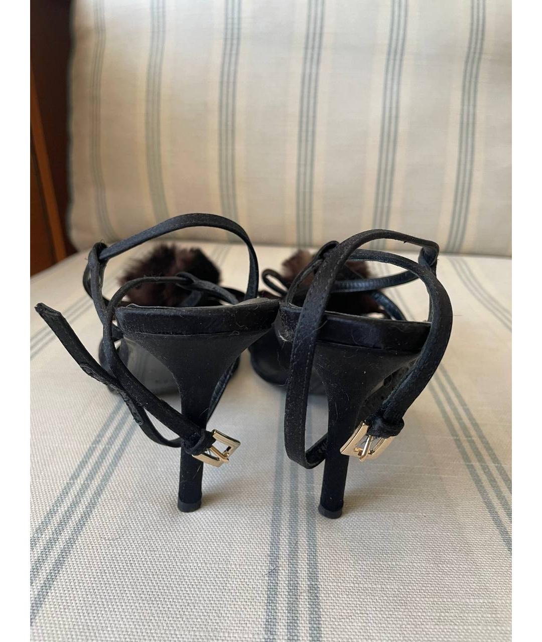 VALENTINO Черные текстильные босоножки, фото 4