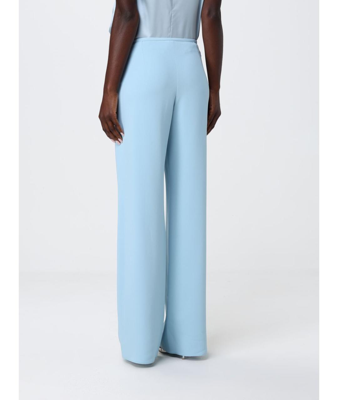 EMPORIO ARMANI Голубые вискозные прямые брюки, фото 3