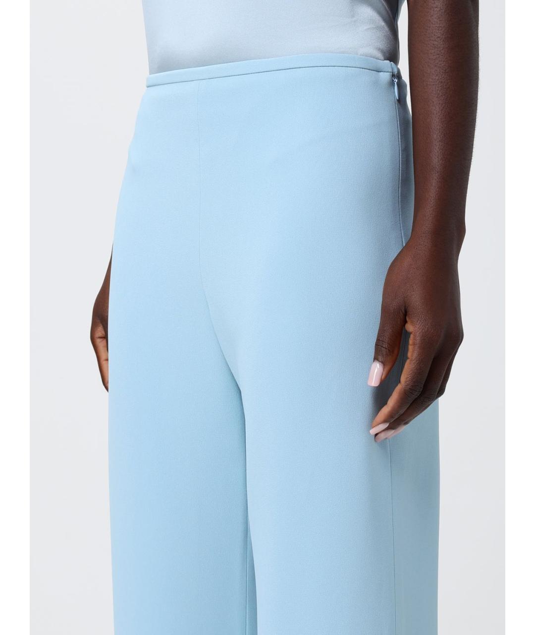 EMPORIO ARMANI Голубые вискозные прямые брюки, фото 4