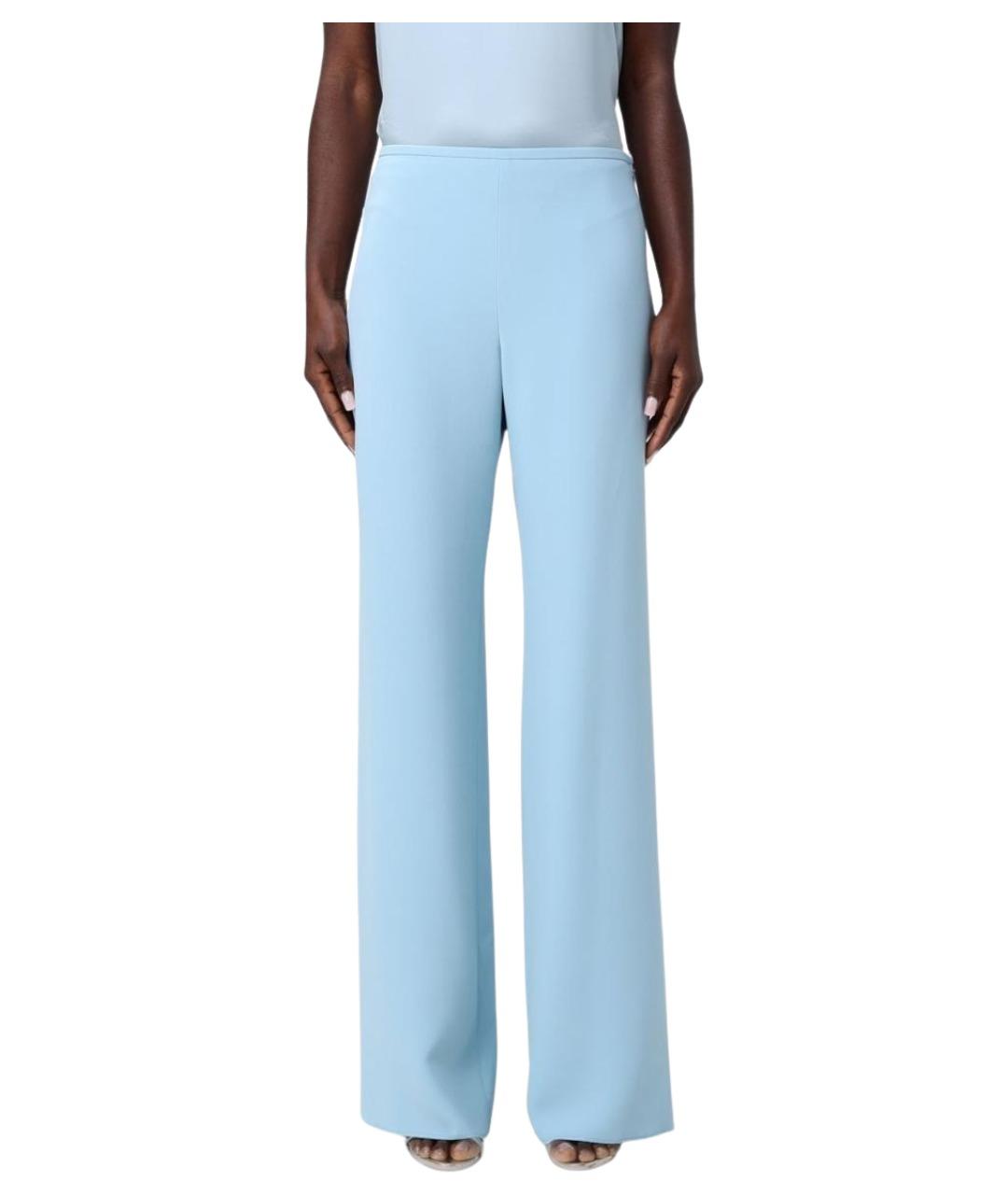 EMPORIO ARMANI Голубые вискозные прямые брюки, фото 1