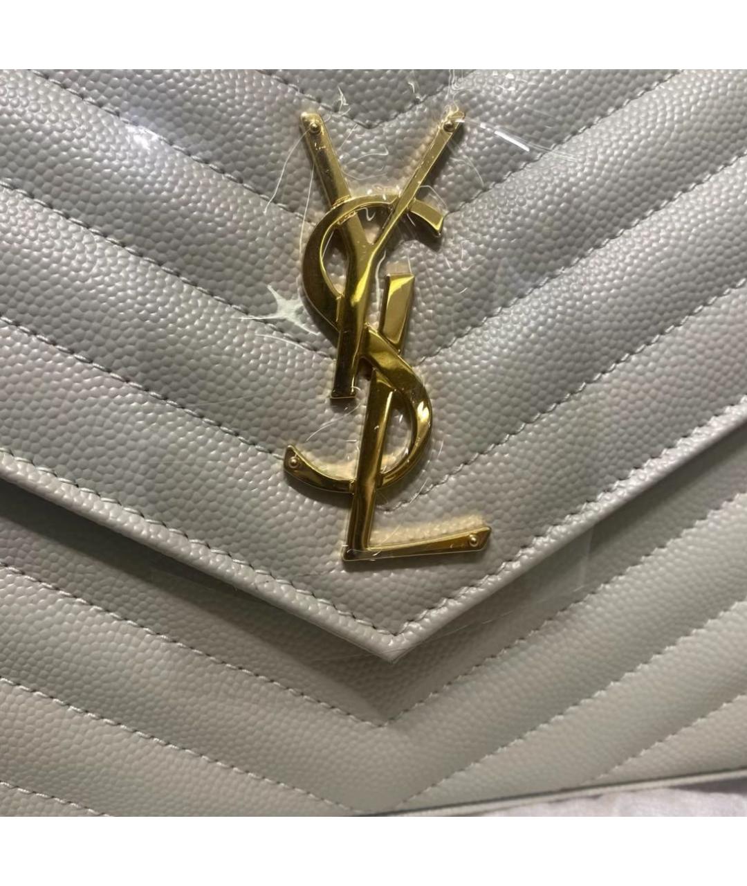 SAINT LAURENT Белая кожаная сумка через плечо, фото 5