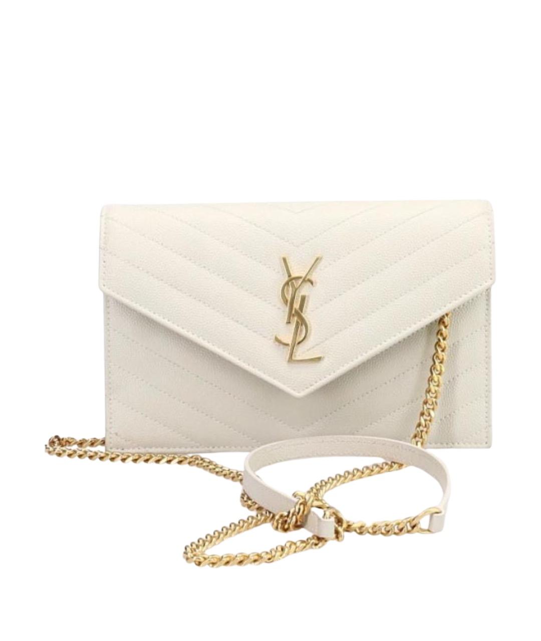 SAINT LAURENT Белая кожаная сумка через плечо, фото 1
