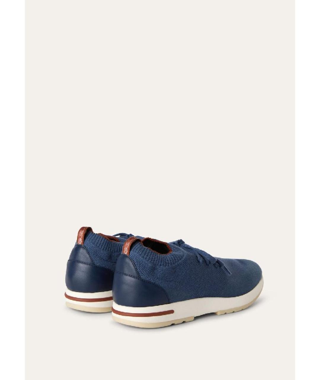 LORO PIANA Синие текстильные низкие кроссовки / кеды, фото 4