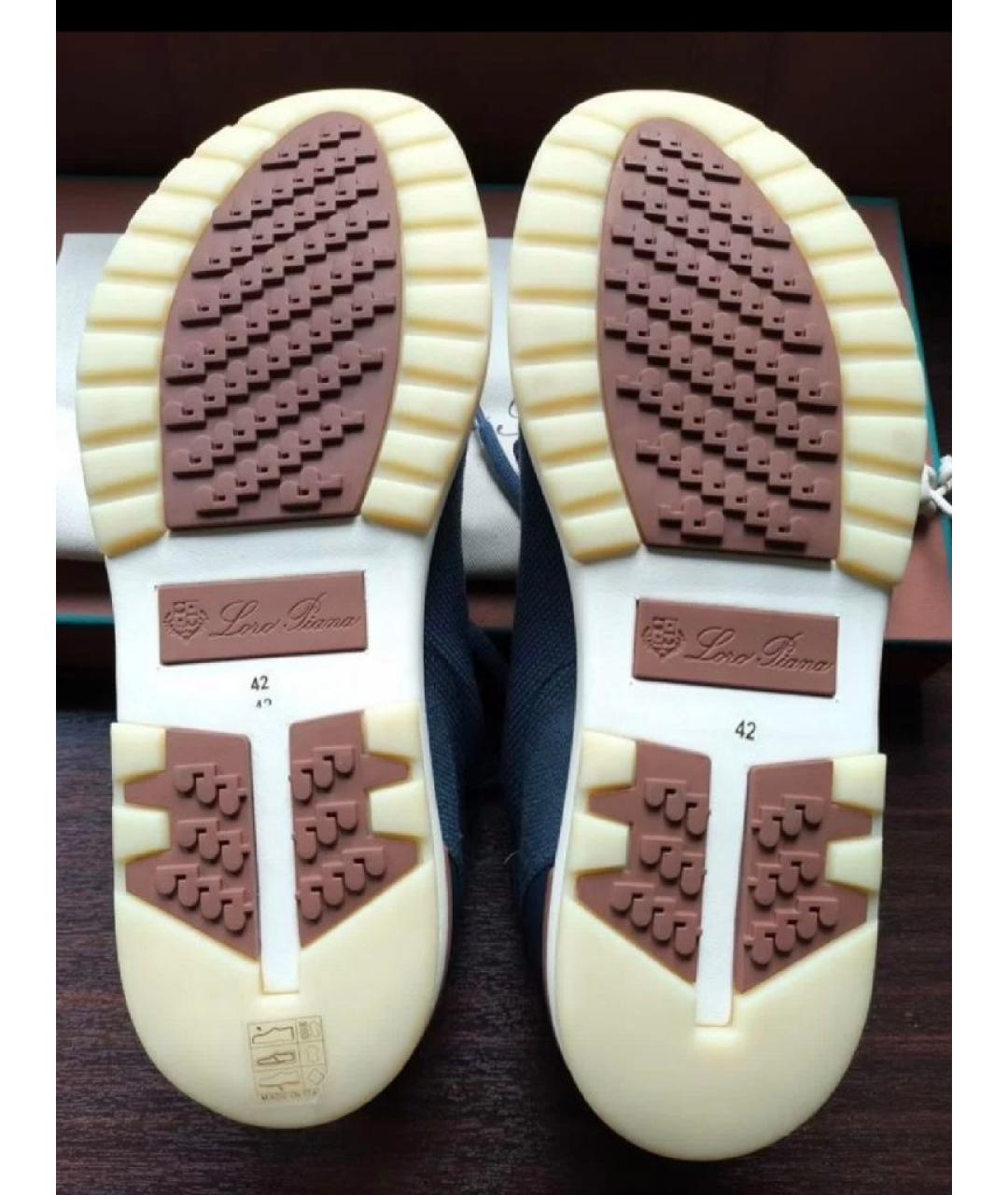 LORO PIANA Синие текстильные низкие кроссовки / кеды, фото 5