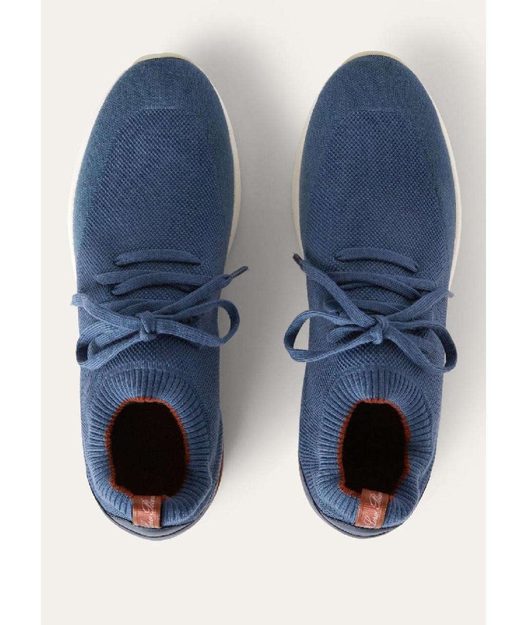 LORO PIANA Синие текстильные низкие кроссовки / кеды, фото 3