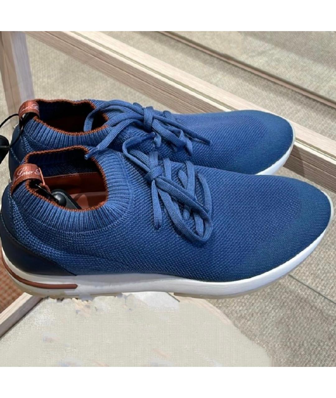 LORO PIANA Синие текстильные низкие кроссовки / кеды, фото 7