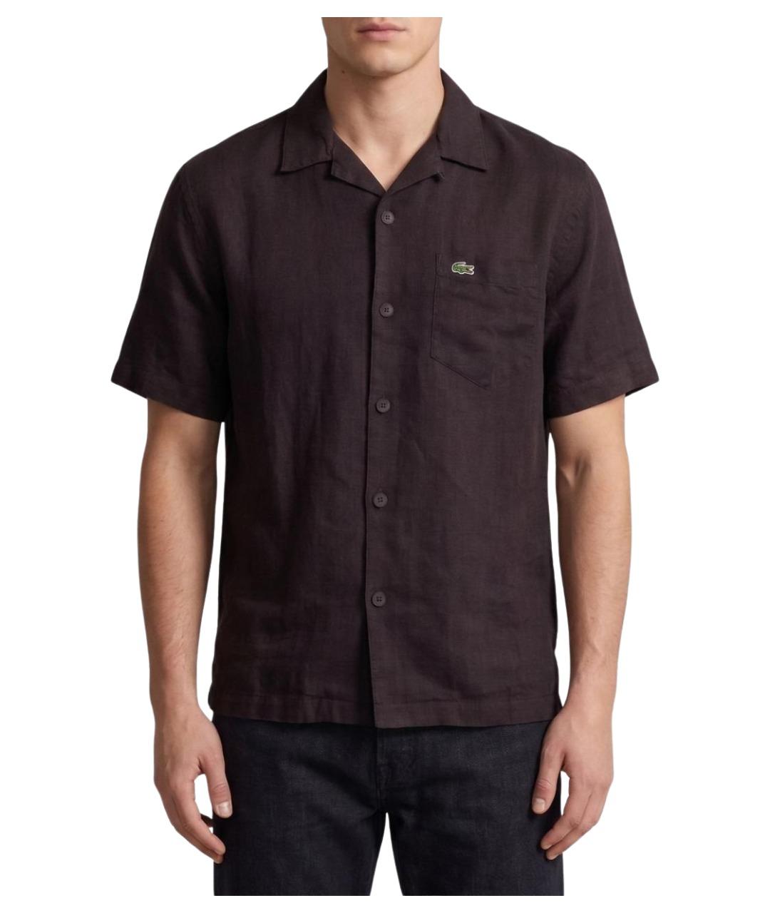 LACOSTE Коричневая льняная кэжуал рубашка, фото 1