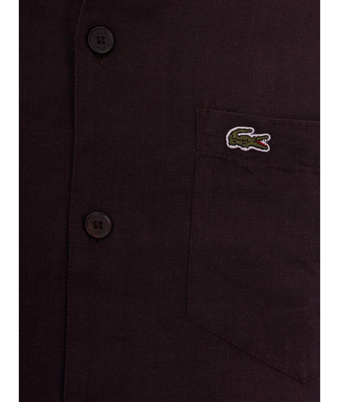 LACOSTE Коричневая льняная кэжуал рубашка, фото 4