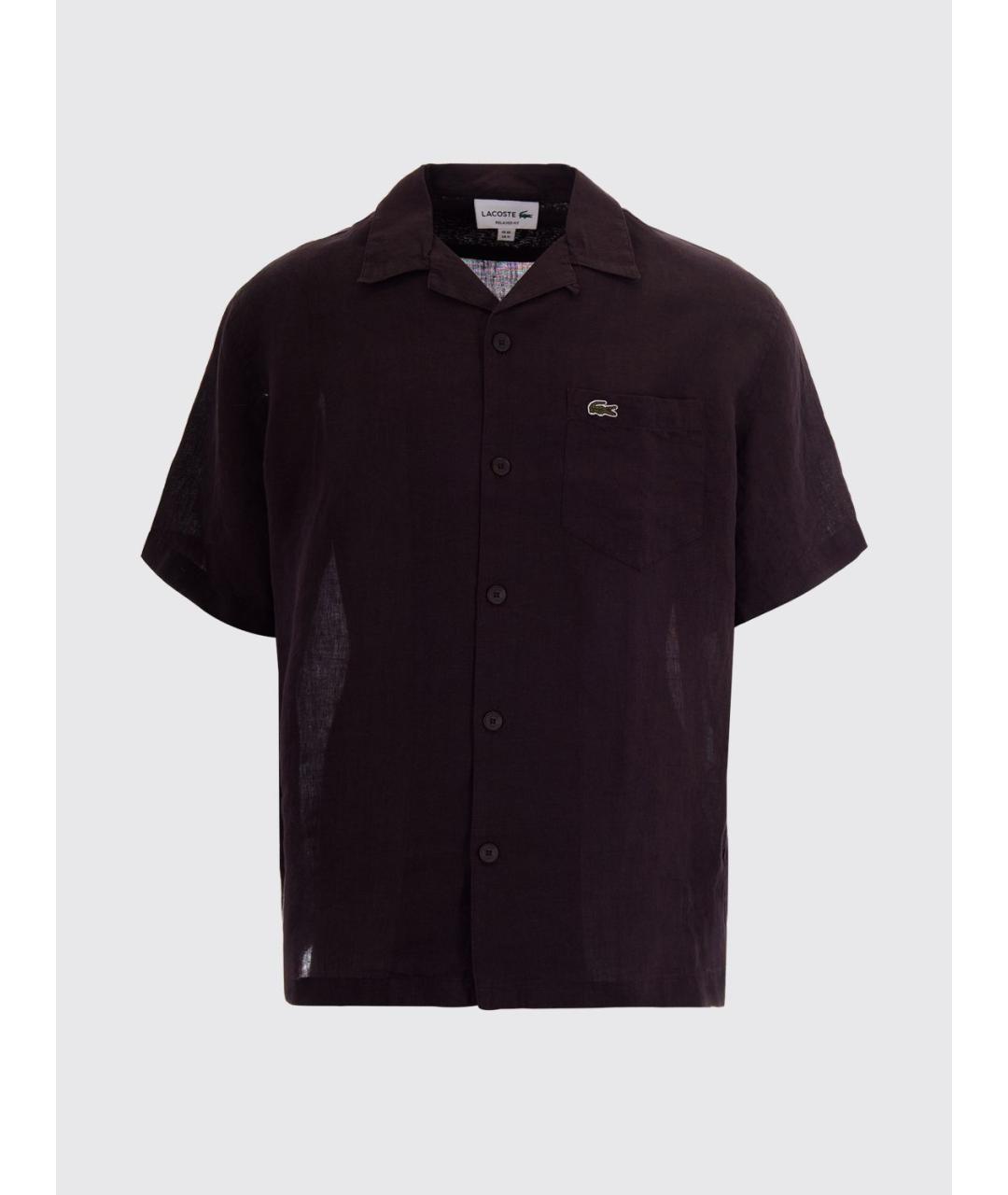 LACOSTE Коричневая льняная кэжуал рубашка, фото 2