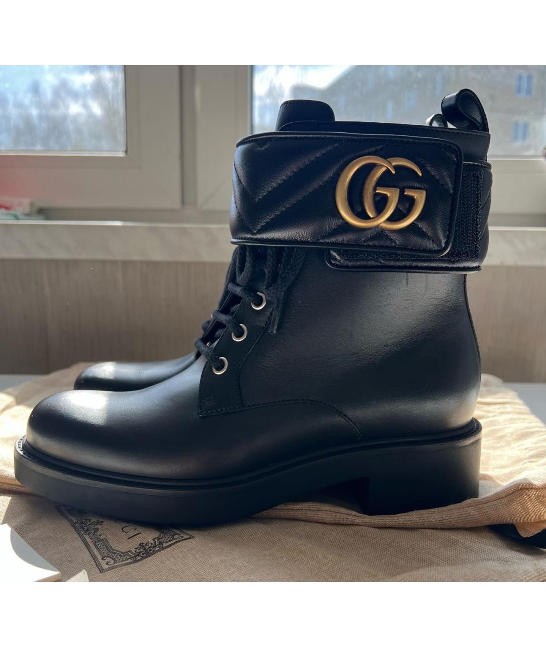 GUCCI Черные кожаные ботинки, фото 9