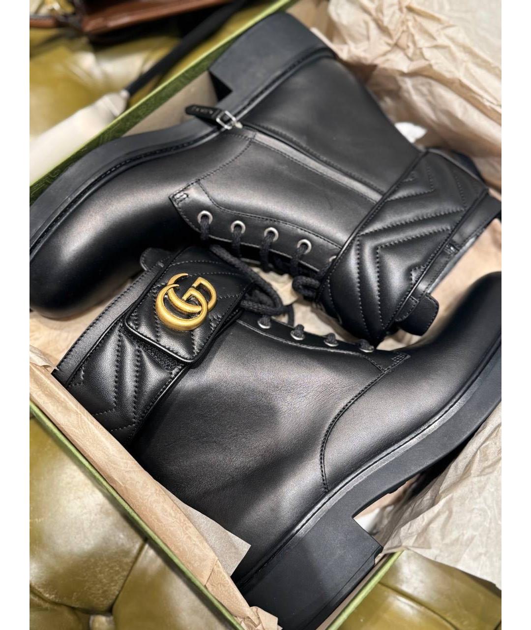 GUCCI Черные кожаные ботинки, фото 7