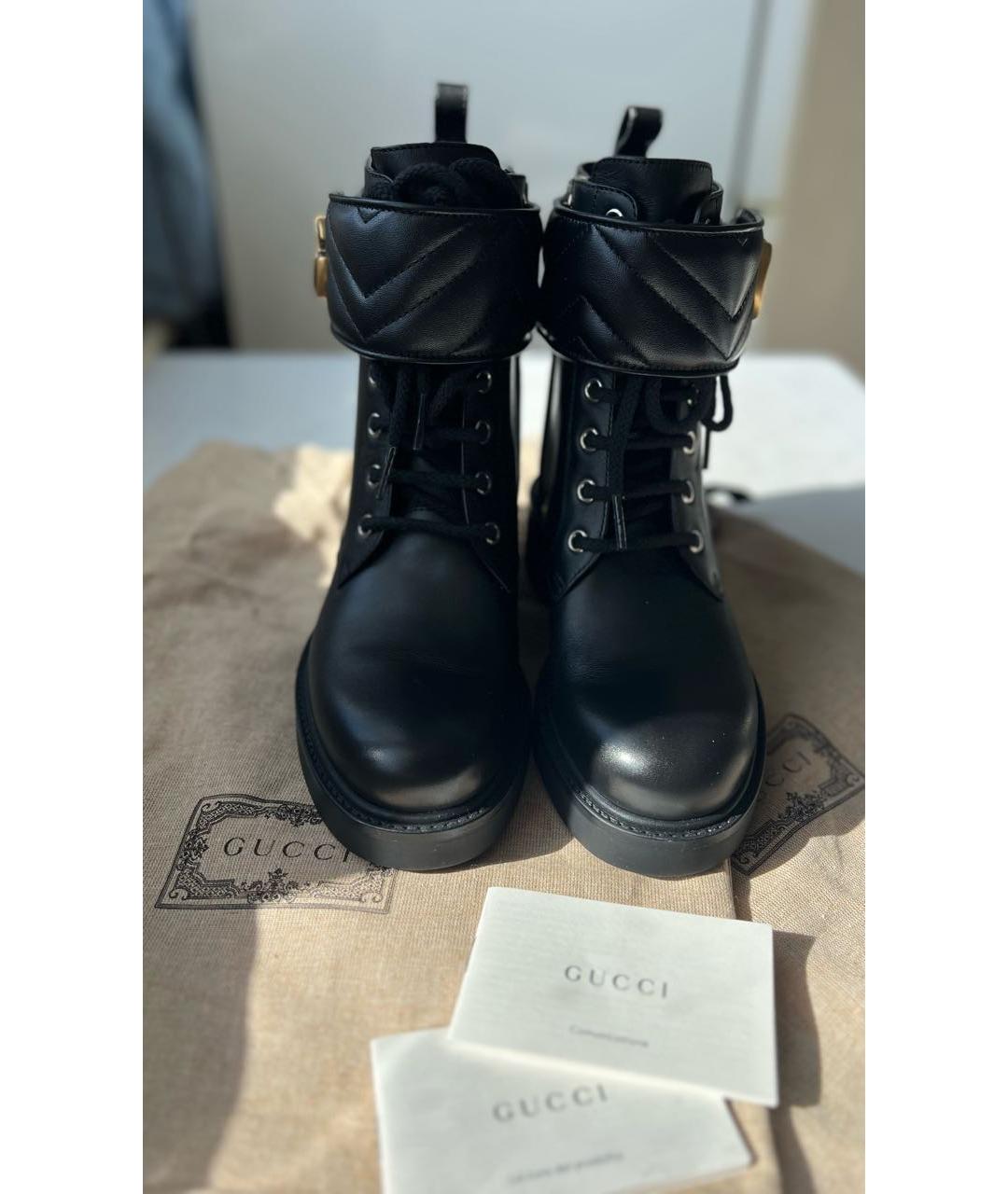 GUCCI Черные кожаные ботинки, фото 2