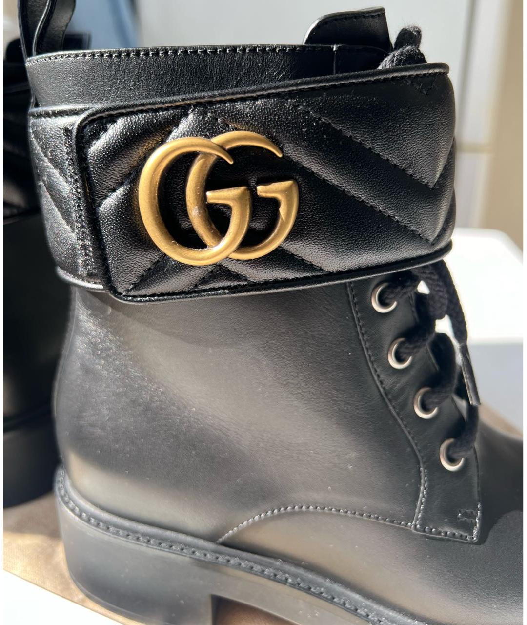 GUCCI Черные кожаные ботинки, фото 6