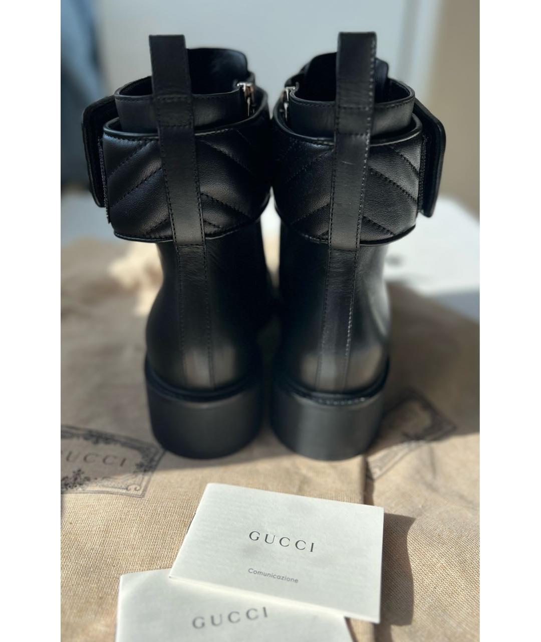 GUCCI Черные кожаные ботинки, фото 4